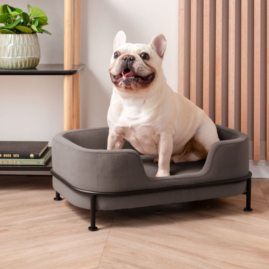 Pet Sofa Puffed velvet dark grey [Display]